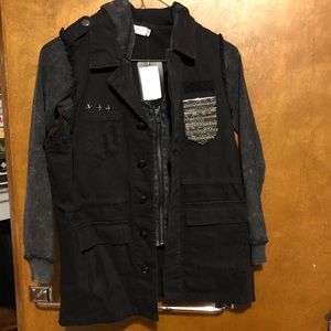 NWT girls zip up shirt with attached vest